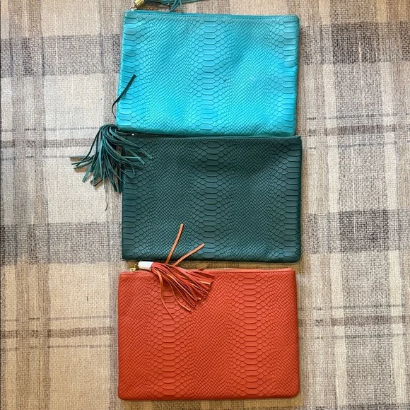 Gigi Newyork Women's Clutch Bag Set - Teal, Green, and Burnt Orange - Picture 9 of 11